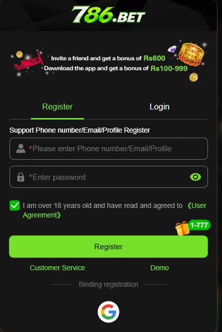786 bet Register image