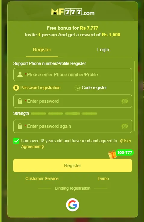 mf777 game register image