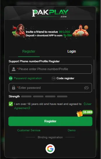 pakplay game register