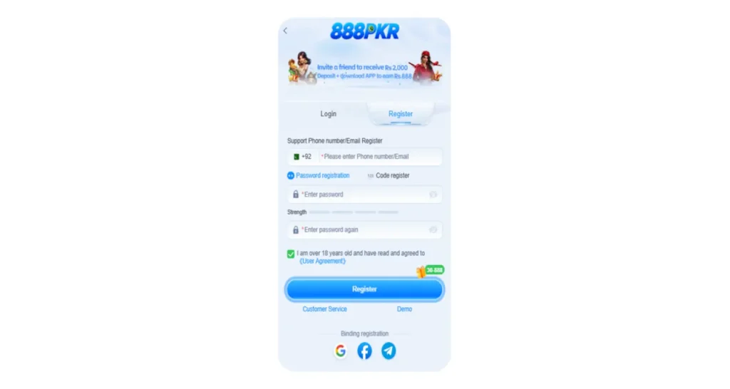 888pkr game register